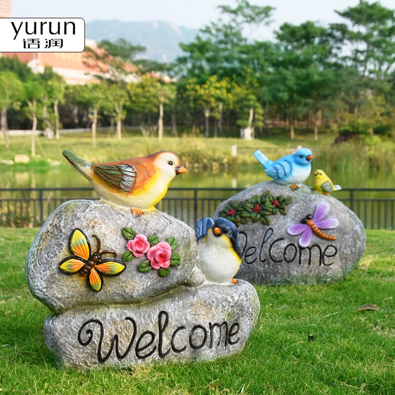 Outdoor Resin Welcome Ornaments for Villa Courtyard Garden, Creative Cartoon Simulation Animal Bird Floor-Standing Landscape Decoration