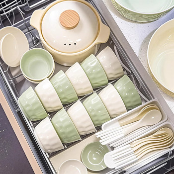 Dish Set for Home Use 2025 New Cream-Style Underglaze Ceramic Tableware High-Value Housewarming Bowl, Plate, and Chopsticks Set