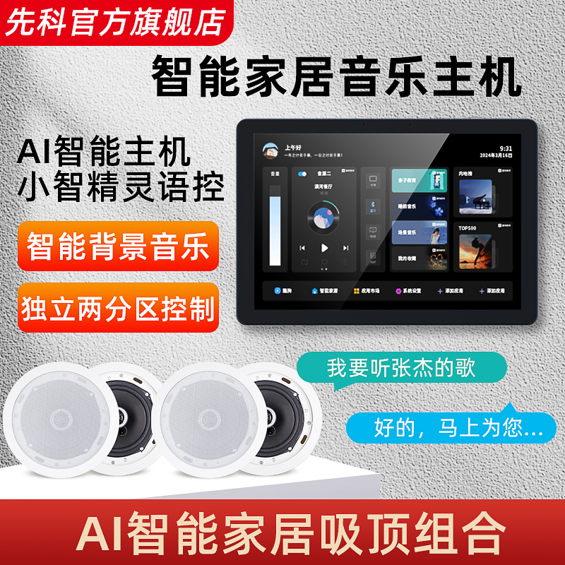 Xianke Smart Touch Screen Voice Ai Control Ceiling Speaker for Background Music, Home Embedded Speaker Xianke Smart Touch Screen Voice Ai Control Ceiling Speaker for Background Music, Home Embedded Speaker