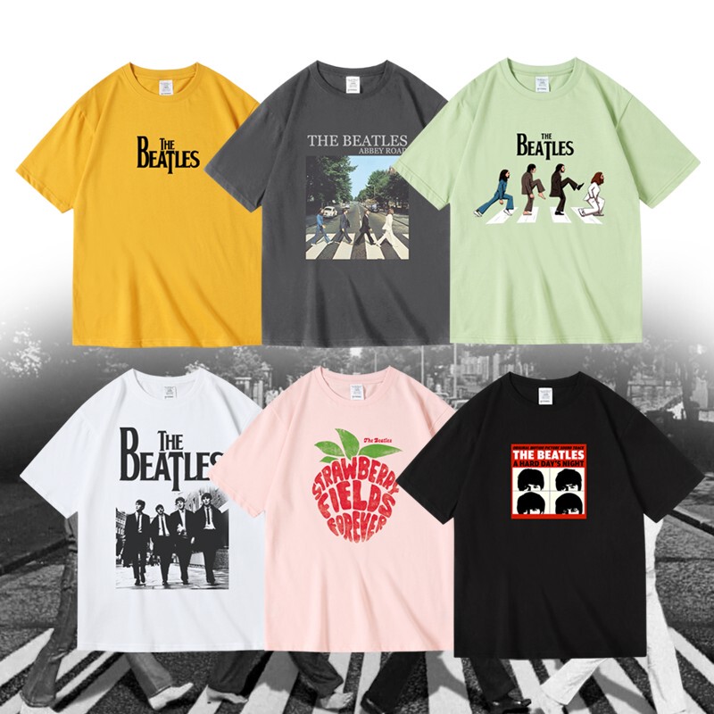Pure Cotton Short-Sleeved T-Shirt, Unisex Style, Summer European and American Rock Beatles Merchandise Clothing