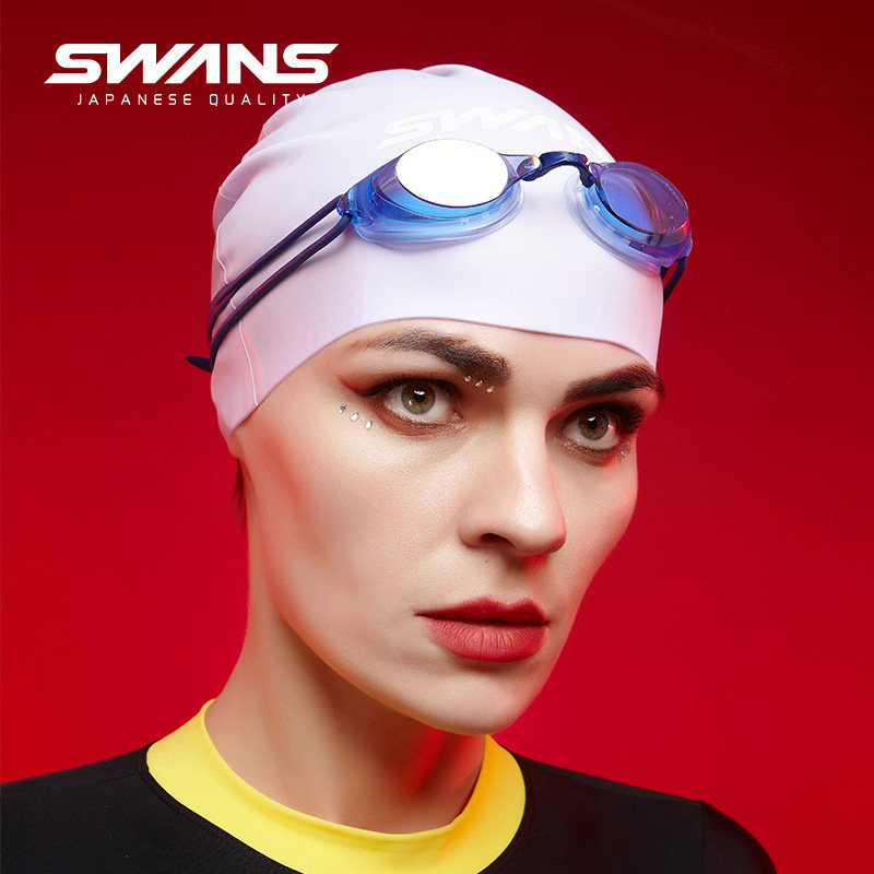 swans swimming cap male and female waterproof ear protection without stranglehead display face small size silicone gel professional fashion swimming cap