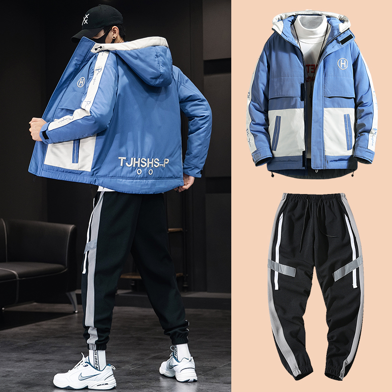男士冬季外套2019新款棉衣潮套装短款羽绒棉服工装秋冬棉袄衣服C