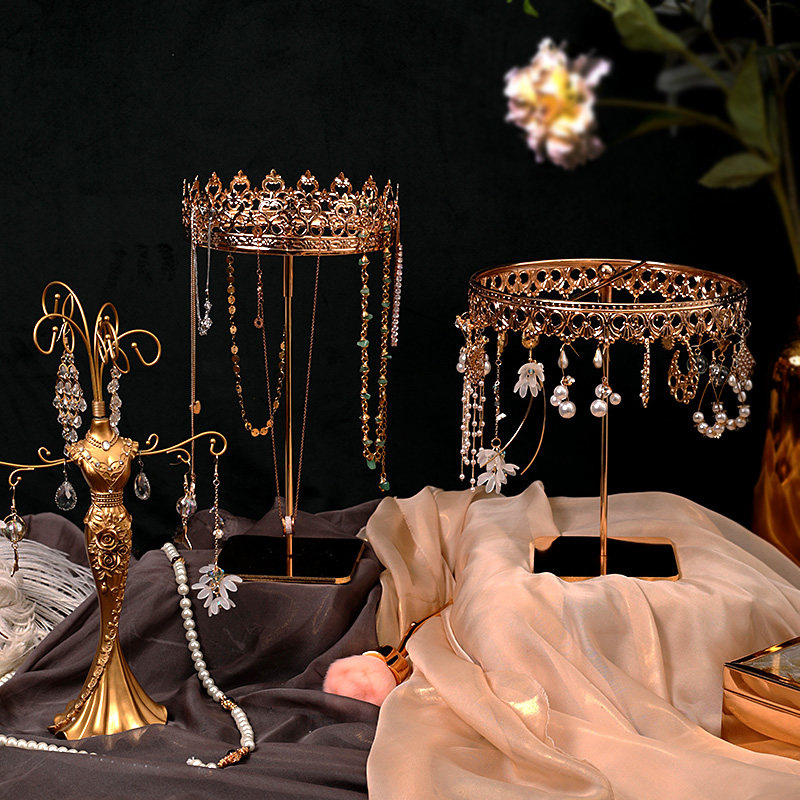 Jewelry rack creative ornaments rotatable dressing table household ear pins earrings jewelry necklace rack storage display rack