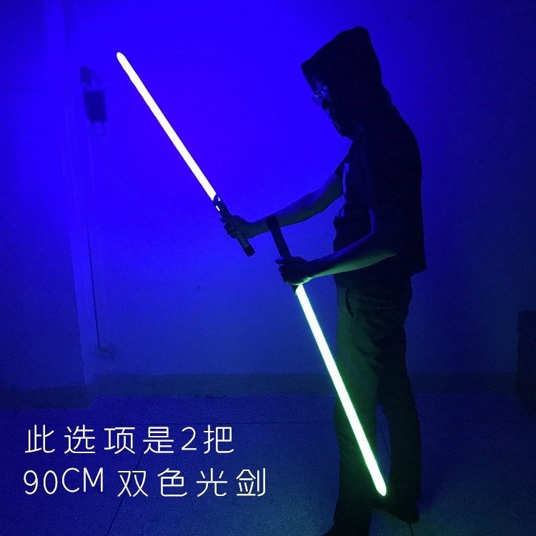 Laser Sword Interstellar War Swallow Green Light Sword Genuine Children Boy's Luminous Vocalescent Double Headbody Toy Gift