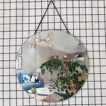 Self-adhesive mirror mirror Nordic toilet wall sticking wall-mounted stainless steel round mirror free of punch toilet bathroom hotel mirror