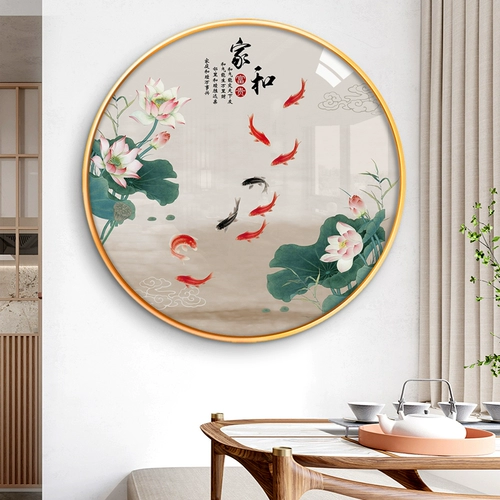 Новый китайский стиль, пусть расцветают сто цветов, процветающая семья пионов, все будет процветать, роскошная круглая декоративная картина, подвесная картина в гостиной, при входе в кабинет