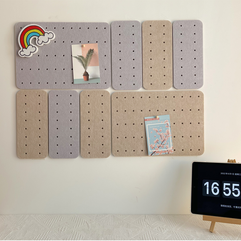Felt creative wall paste hole board wall decoration self-adhesive punch-free color photo display wall Nordic ins style