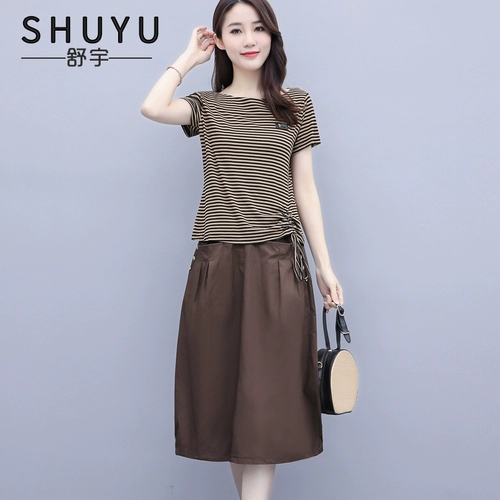 Комплект, юбка, летняя летняя одежда для матери, 2025 года, короткий рукав