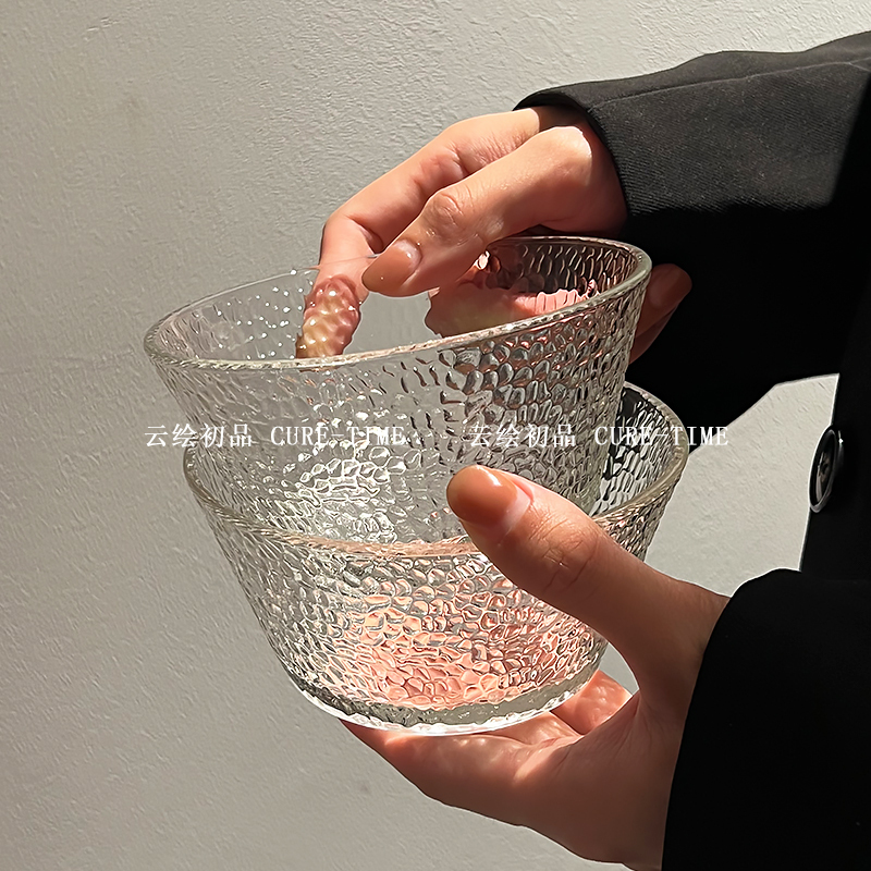 Korean-Style Ins-Style Hammered Glass Dessert Bowl for Home Use, Breakfast Oatmeal Bowl, Fruit Salad Ice Cream Bowl, Bird's Nest Bowl Korean-Style Ins-Style Hammered Glass Dessert Bowl for Home Use, Breakfast Oatmeal Bowl, Fruit Salad Ice Cream Bowl, Bird's Nest Bowl