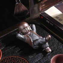 Lixia Personality Creative Tea Ware Book Child Black Gold Small Monk Pendulum Pieces Table Top Tea Table Tea Channel Tea Play Accessories Can Be Raised