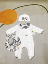 2022 newborn baby girl baby khae European and American Fan Yangqi Brief about butterfly knot long sleeve pure cotton creeping suit suit