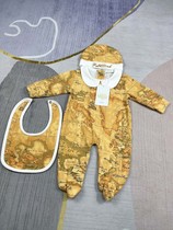 2022 Ocean Gas New Pint Newborn Baby Conjoined Long Sleeve Pure Cotton Thin style Harvest hat Sub-mouth Three sets