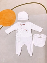 2022 Ocean Gas New Pint Newborn Baby Full Moon Super Cute Climbing Suit Long Sleeve Pure Cotton Khacoat Cap Zig Three Suits