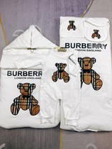 2022 newborn baby full moon 100 days climbing with pure cotton clothes long sleeve plaid small bear ultra cute khalahat cap zig