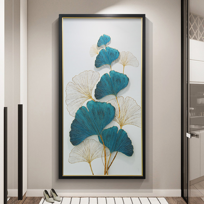 Ginkgo biloba three-dimensional handmade fantasy hanging painting entry porch decorative painting vertical version corridor end aisle wall mural
