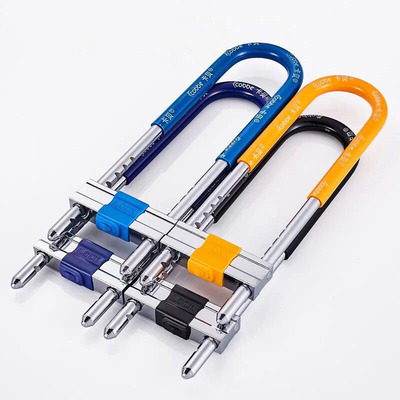 玻璃门锁U型门插锁拉手锁门锁把手防盗锁头加长商铺锁摩托电动锁