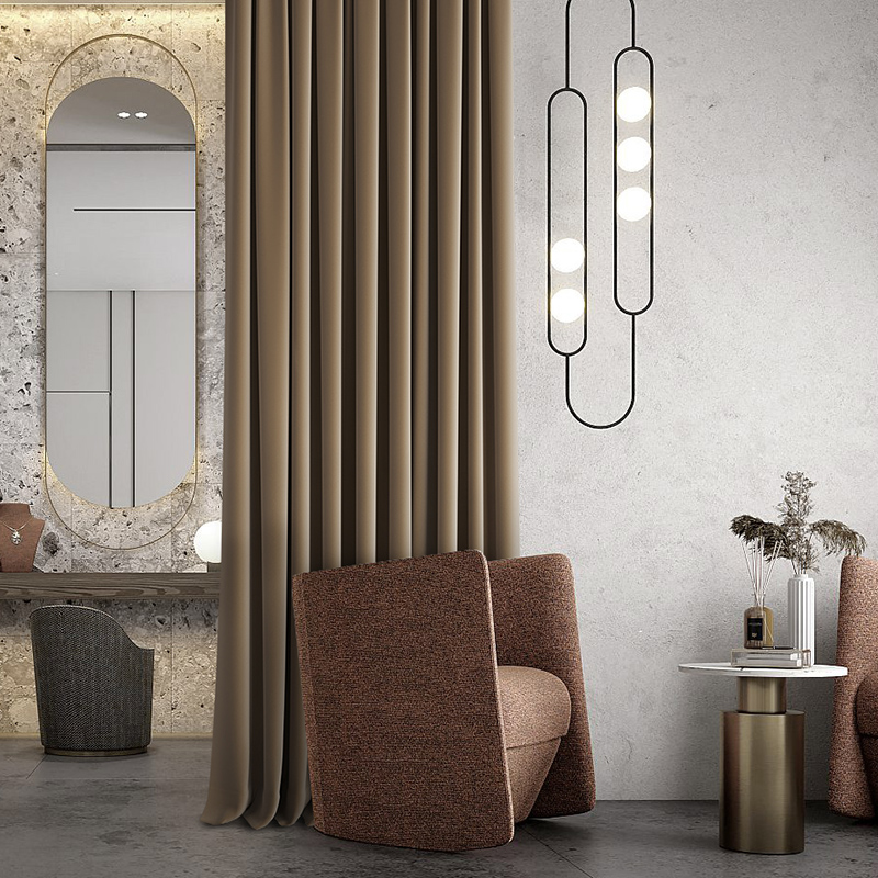 Flannel curtain bedroom advanced feeling down 2021 new living room modern simple light luxury high temperature setting customization