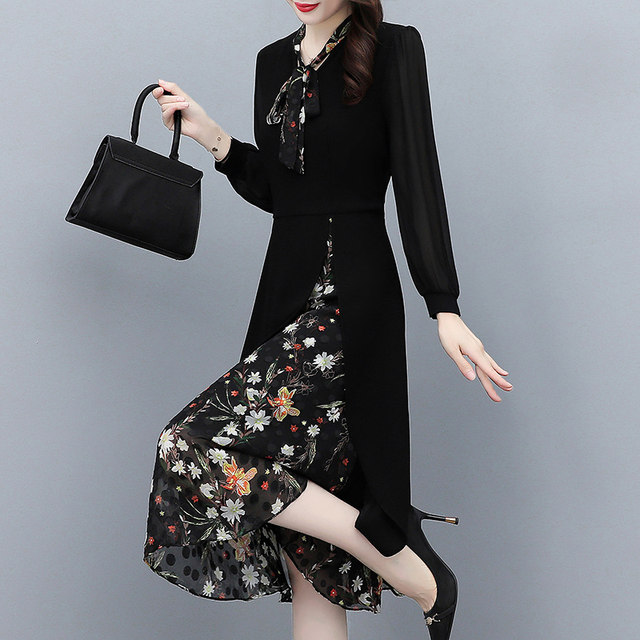 Long-sleeved chiffon dress women's spring and autumn models 2023 new high-end brand foreign style middle-aged mother spring dress skirt