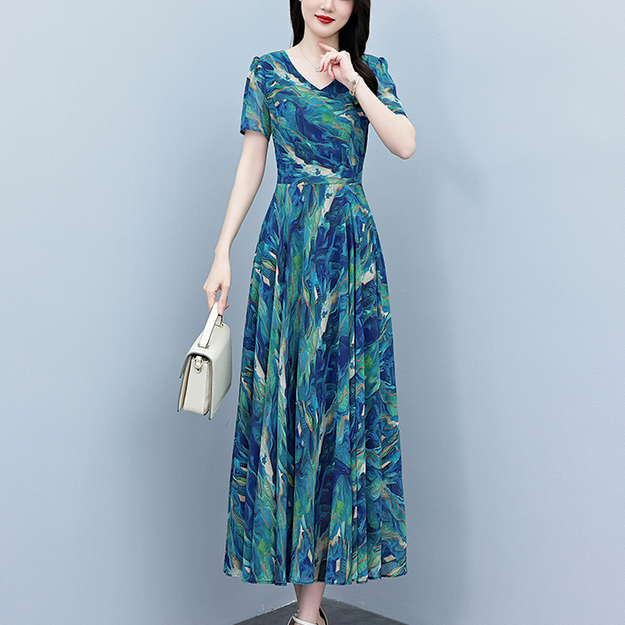 Beautiful and Unique Chiffon Dress for Early Summer, Women's 2026 New Style, Beautiful Summer Dress for Middle-Aged Mothers, Long Dress