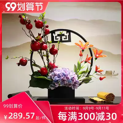 New Chinese ornaments Zen iron art pomegranate fruit simulation flower fake flower decoration living room decoration Chinese style porch decoration