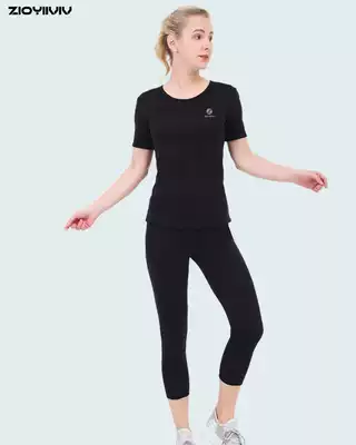 Stone shadow violent sweat clothing women's summer sports suit fitness clothing short sleeve sweating sweat drop body Dance running sweat pants