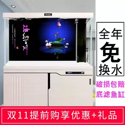 Fish tank living room large floor-to-ceiling household filter bottom filter Red Dragon tank medium-sized water-free screen Fish Tank Aquarium