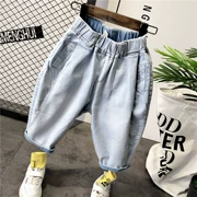 Quần short bé trai denim mặc quần dài mùa hè ở phần lớn trẻ em mỏng của phiên bản Hàn Quốc giản dị của trẻ em khi thủy triều lỏng lẻo - Quần jean