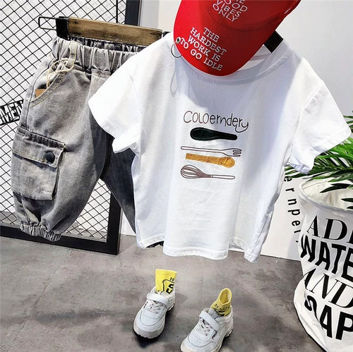 Летняя одежда, летний детский комплект для мальчиков, в западном стиле