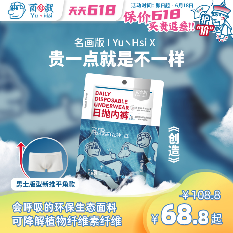 Unitary Point Play Free From Washing Underwear Flat Corner Day Throwing Briefs PRINTS FREE TRAVEL SUPPLIES PLANT REGENERATED CELLULOSE