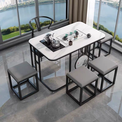 Скандинавский шиферный светильник, роскошный балкон, небольшой бытовой чайный столик, современный простой чайный столик, комбинированный стол и стул, набор журнальных столиков