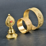 La Rong College Tibetan Manza Pan плавно чистая бронза восемь сокровищ благоприятной резьбовой тантры для чайной тарелки Foan, чтобы отправить драгоценные камни