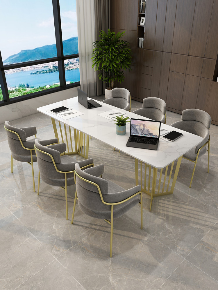 Nordic marble office table and chairs modern minimalist conference table long table light extravagant reception guests in talks table bench