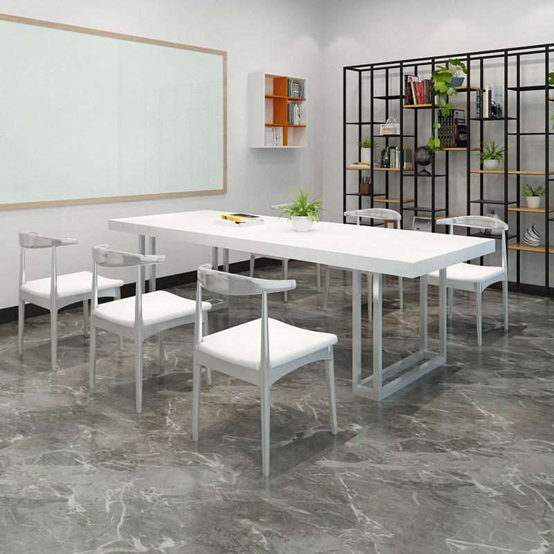 Nordic solid wood conference table minimalist modern log desk strip table meeting room in talks table and chairs