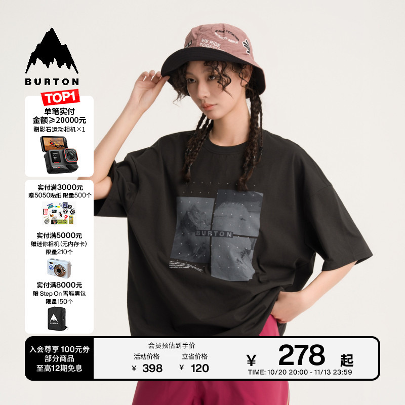Burton Burton's Official Spring New Product for Men and Women Lse Graphic B Short-Sleeved T-Shirt Round Neck Loose 927881