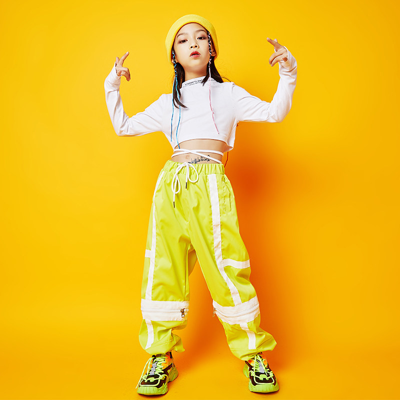 Jazz Dance Costume Children's Street Dance Suit Girls Handsome JAZZ Children's Hip Hop Dress Cropped Top Korean