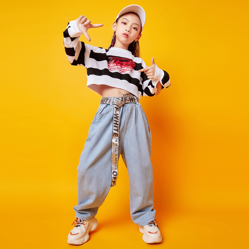 Jazz dance costumes children JAZZ dance costumes girls exposed navel performance clothes tops children hiphop hip-hop suits
