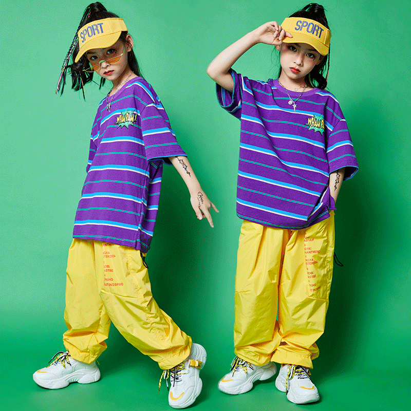 Children's hip-hop trendy clothes boys' hip-hop trendy clothes middle-aged children's summer suits girls short-sleeved handsome hiphop performances