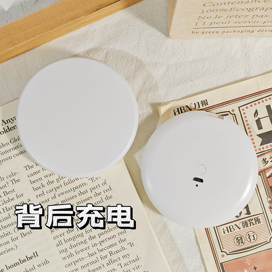 便携LED化妆镜带灯小镜子可爱手持梳妆镜女生补妆小镜子口袋镜子