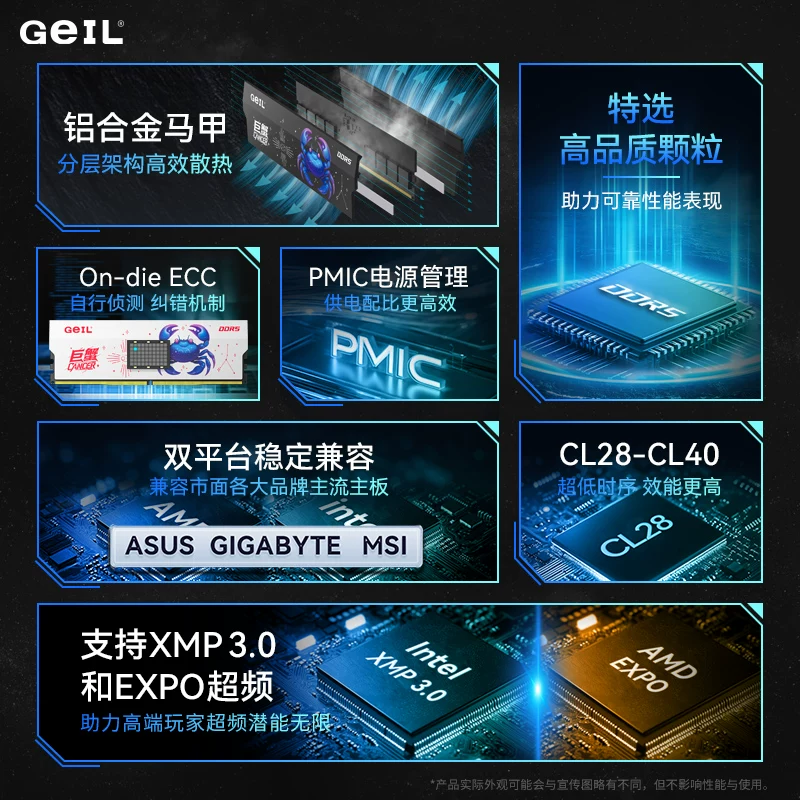 GEIL Jinbang Cancer DDR5 32G игровая оперативная память Hynix 16G×2 CL28 настольный компьютер