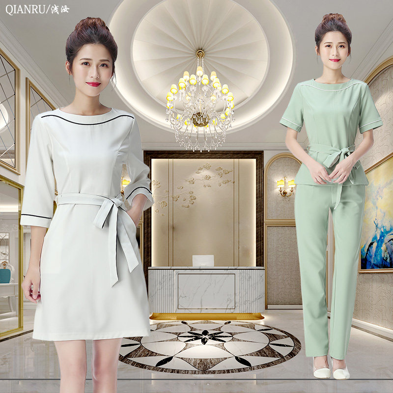 Shallow Ru Autumn Winter Health Preservation Hall Work Clothes Ladies Suit Beauty Salon Costume Beautician EAR WORKOUT TASTE-STYLE PHYSIOTHERAPY