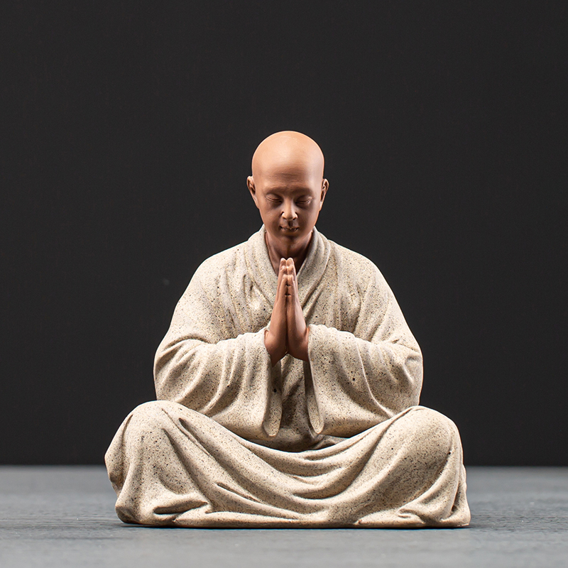 Jiuzuo Kung Fu Little Monk Tea Pet Ornaments Fine Zen Decoration Tea Table Decoration Tea Ceremony Tea Set Accessories