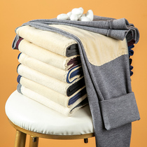 Seamless autumn pants mens velvet self-heating slim-fit bottoming cotton pants line pants thin autumn and winter knee pads warm pants men plus velvet