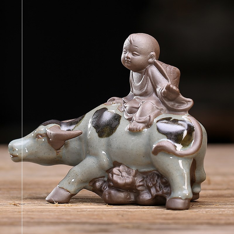 Plant decoration antique cowboys ride cow Plant desktop small creative furnishing articles basin landscape ceramic decoration surface character table