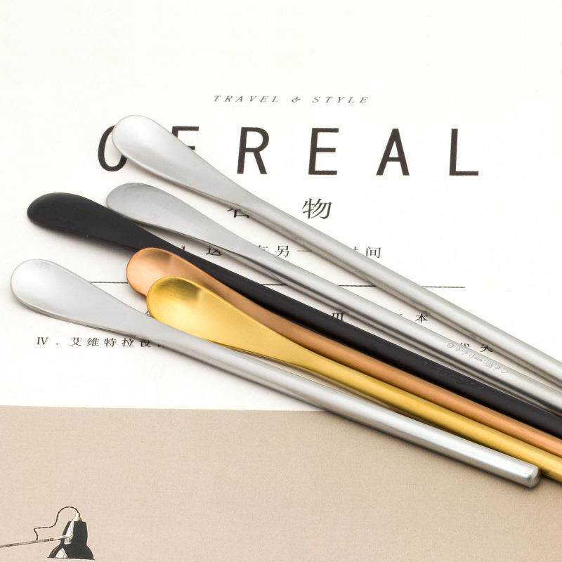 Mini cute coffee short teaspoon cold drink long handle stick ins Japanese stirring stick 304 stainless steel milk powder small spoon