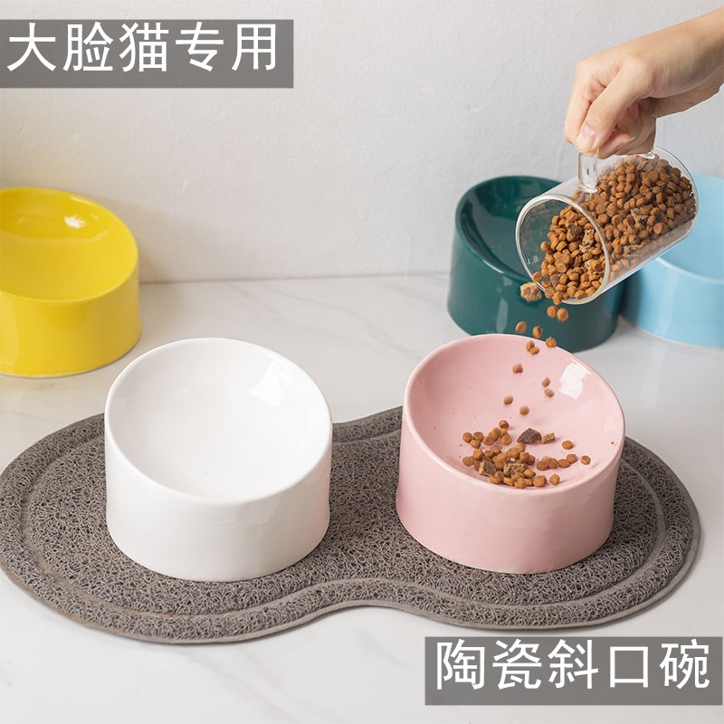 Ceramic protect cervical special big face the cat cat cat bowl oblique expressions using shallow expressions using cat food tilt basin bowl bowl dog bowl