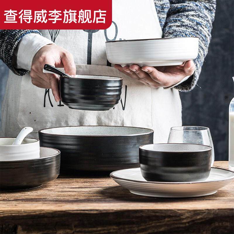 Trendy creative beautiful home tableware bowl dish dish soup bowl large plate deep plate rice bowl noodle bowl American threaded plate