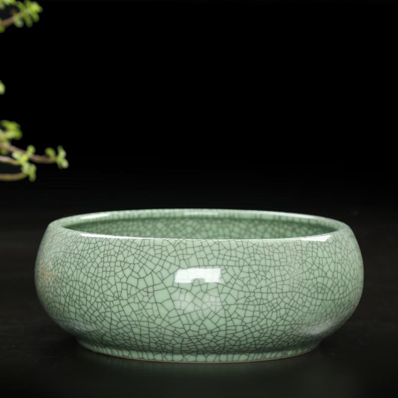 Elder brother up with ice crack ceramic flower POTS indoors creative aquatic grass daffodils copper money plant water lily bowl lotus water basin