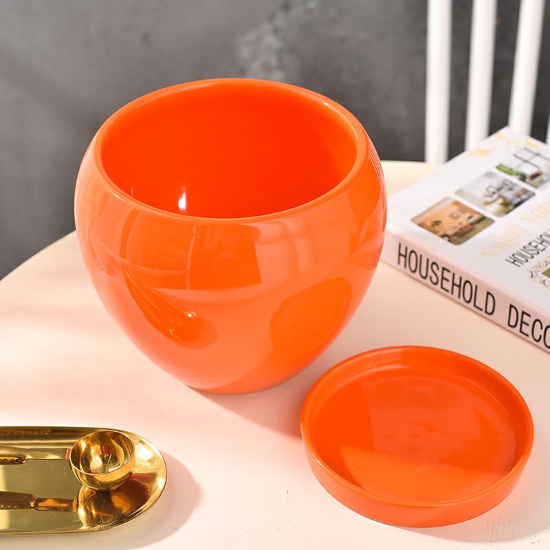 The Nordic idea flowerpot ceramic contracted large circular money plant flower pot sitting room pure red yellow color with tray