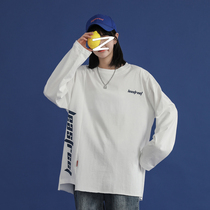 Long-sleeved t-shirt womens net red clothes ins super fire tide irregular T-shirt Pure cotton loose Korean version of the student sweet and fresh