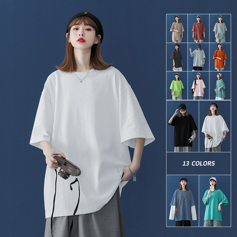 Candy-colored T-shirt women's 2022 new summer thin section short-sleeved loose chic Hong Kong-flavored fashion tops